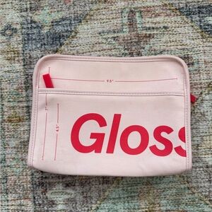 Glossier Pink and Red Cosmetic Bag